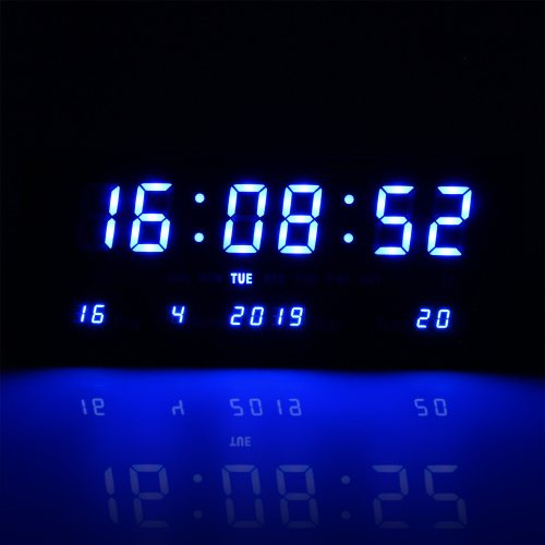 6 LED-Digital-Uhr mit Datum- u. Temperaturanzeige, doppelseitig