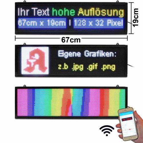 LED-Laufschrift 67x19 cm RGB WiFi Innen P5 hohe Auflösung