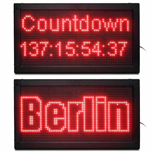LED ticker 72x40 cm red WiFi advertising sign indoors P10