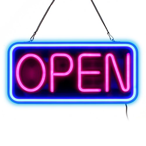 Large & Bright LED Sign Open I Pink-Red Neon