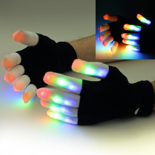 LXWINNER LED Handschuhe, Blinkt Bunte Handschuhe, Leuchtende Handschuhe,  LED Handschuhe Kinder, Skelett Handschuhe, Vollfinger-Handschuhe, für  Halloween,Weihnacht,Rave Party und Disco Clubs : : Spielzeug