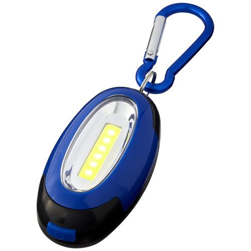 Blue carabiner flashlight pendant I key ring with bright COB flashlight I 3 light effects I practical magnetic holder I gadget