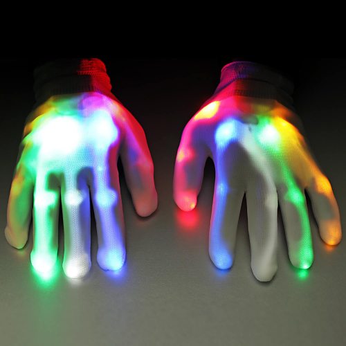 1 Pair of LED Flashing Lighting Gloves Colorful  Skeleton Glove for Light Show 