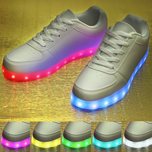 weiße led-schuhe mit multicolor leds