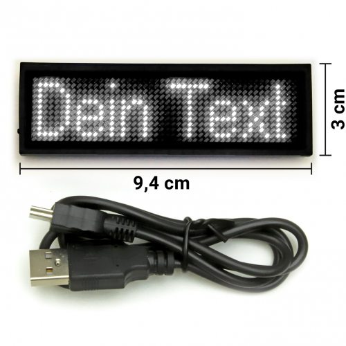 USB LED-Schild Laufschrift weiß 12 x 48 Pixel I LED-Fashion Berlin