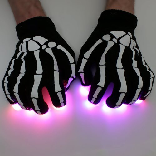 LED-Handschuhe leuchtende Halloween Knochen Fingerhandschuhe für Partys  Events