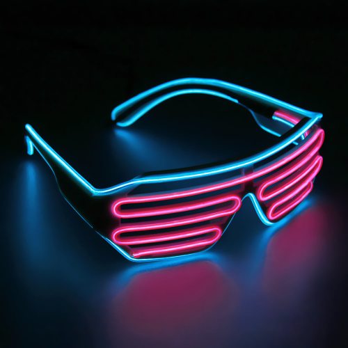 led brille shutter pink hellblau blinkend
