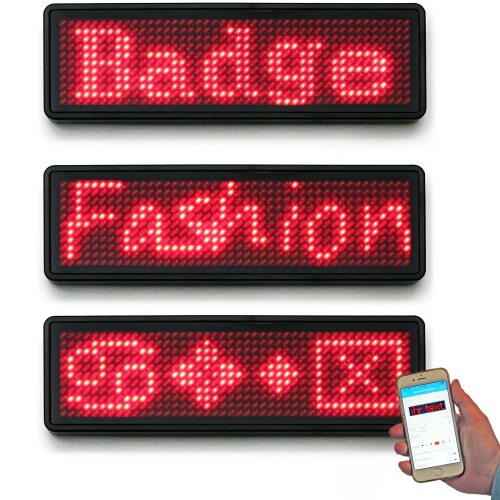 LED Namensschild Badge Laufschrift per Wireless Handy App  & USB programmierbar rot 484 Pixel