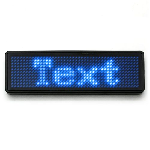 LED Namensschild 11x44 Pixel Programmierbar USB Name Tag Badge Laufschrift Blau 
