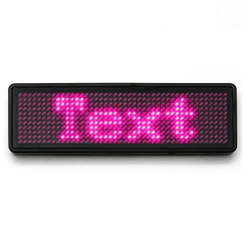 LED name tag Scrolling App & USB programmable pink