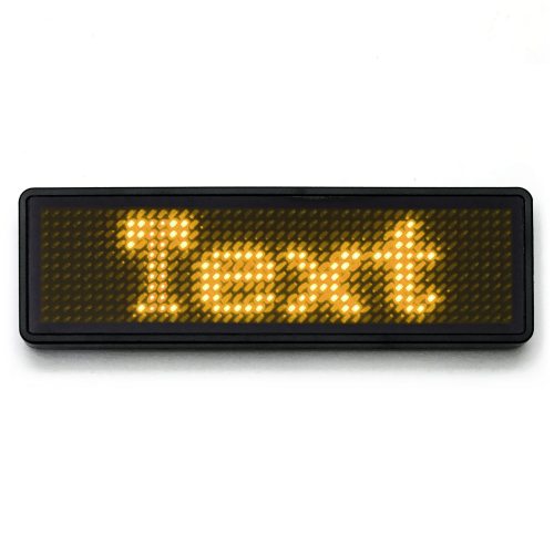 LED name tag Scrolling App & USB programmable yellow