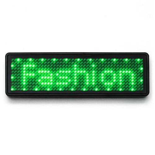 Leuchtendes Namensschild zum anstecken Laufschrift kabellos per App & USB programmierbar grün Lauftexte I Kleines LED-Display