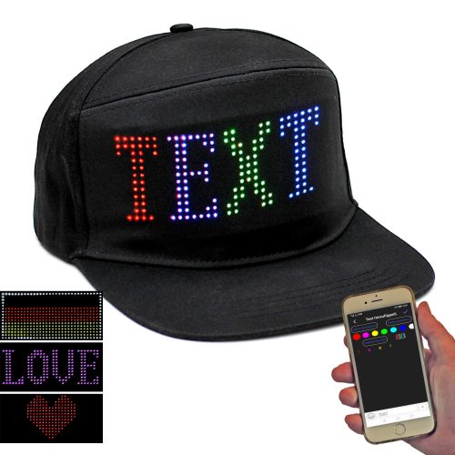 LED ticker cap multicolor  LED baseball cap with programmable RGB display  I app-controlled LED cap