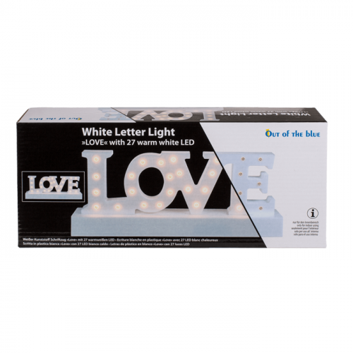 Weißer Love LED Schriftzug 34,5 x 13cm