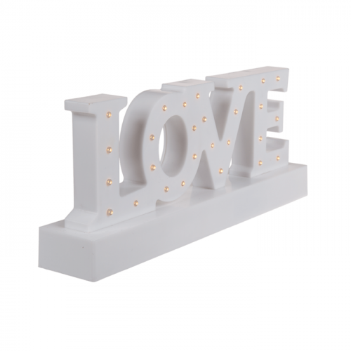 Weißer Love LED Schriftzug 34,5 x 13cm