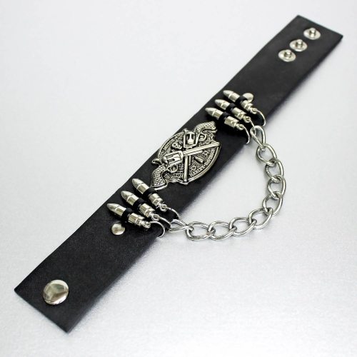 Leather bracelet with snap fasteners