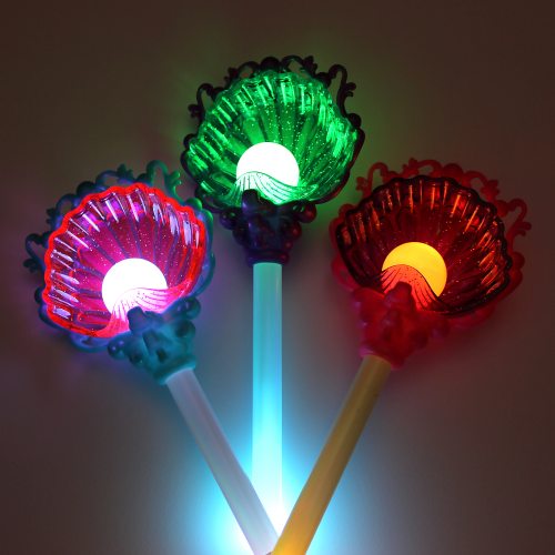 Meerjungfrau Zauberstab LED-Stab 34 cm mit sanften Farbwechsel I  Leuchtperle  Nixen Mädchen Spiezeug Muschelstab