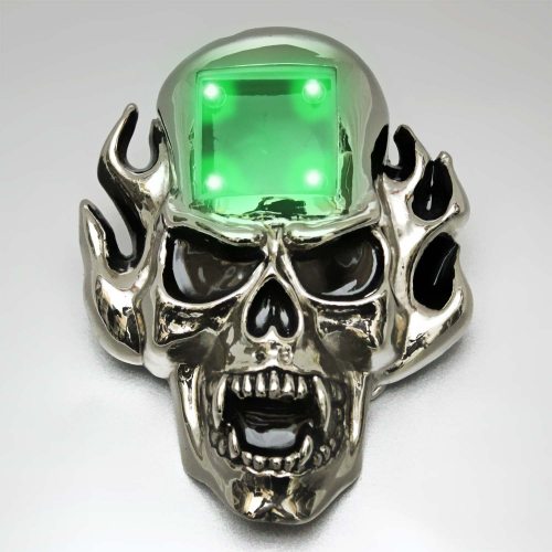 totenkopf gürtelschnalle mit led