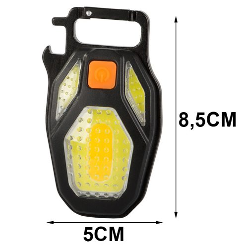 RETZLA Cob Schlüsselanhänger-Taschenlampe – Wiederaufladbar, 800 Lumen, 4 Modi, Magnet & Flaschenöffner