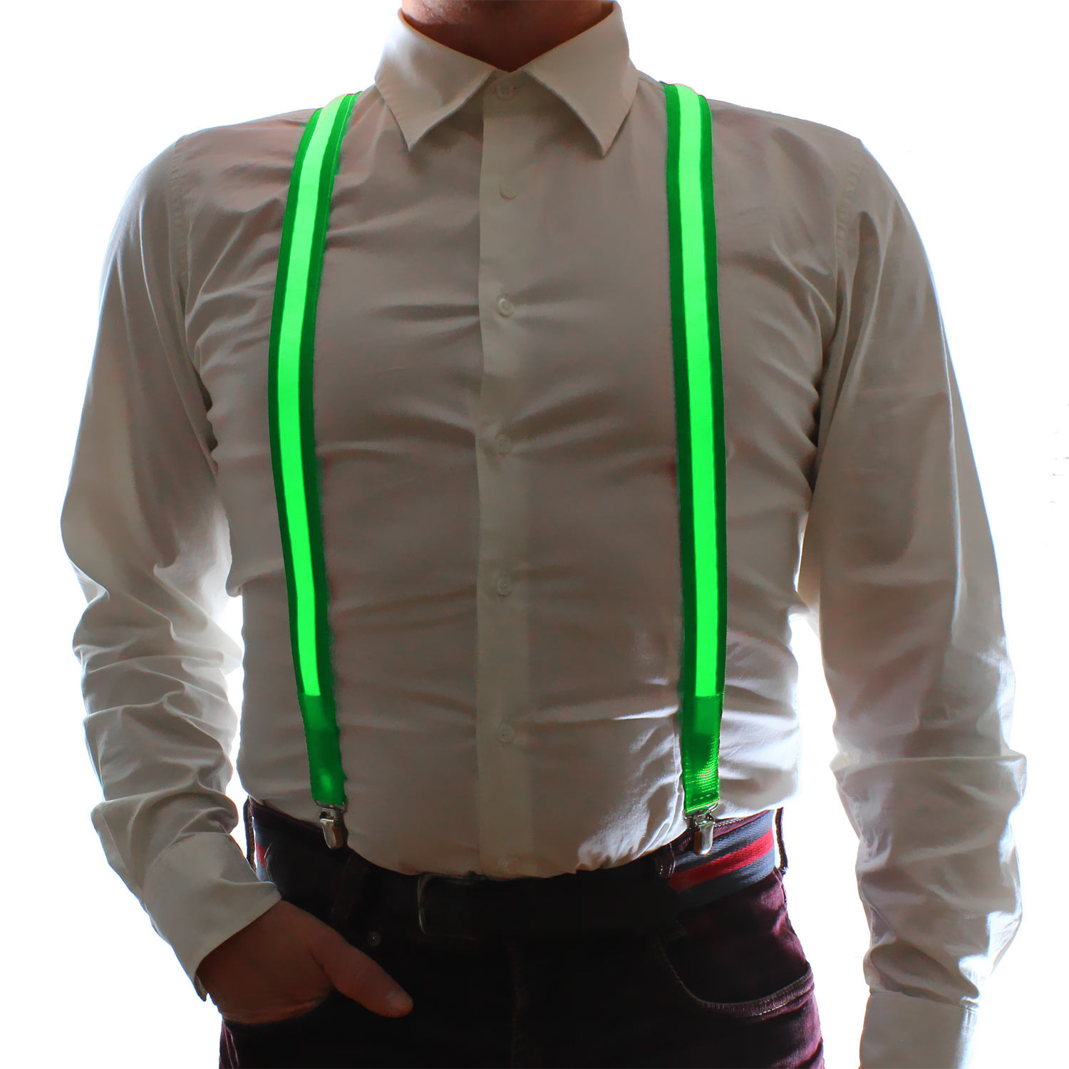 CPROSP LED Hosenträger Herren 2-tlg Set Mit Leuchtender Fliege - 3 Lichtmodi