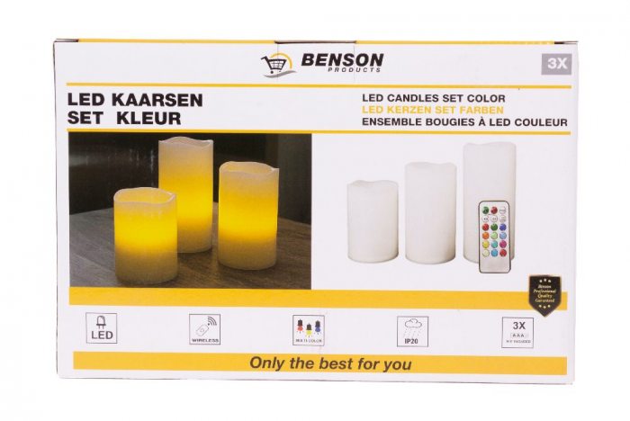 Multicolor LED-Kerzen Set mit Fernbedienung & Timerfunktion I  3 Echtwachs Leuchtkerzen mit 12 Leuchtfarben & Farbwechsel-Funktionen I Festliche Dekoration