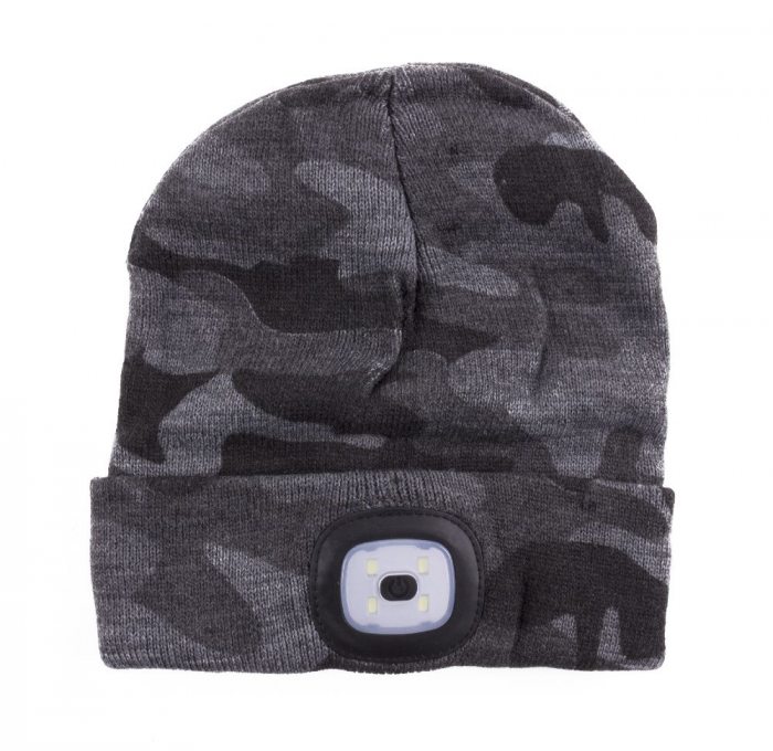 Camoflage LED Mütze I Leucht Beanie I Outdoor Mütze mit LED-Beleuchtung I Leuchtmütze
