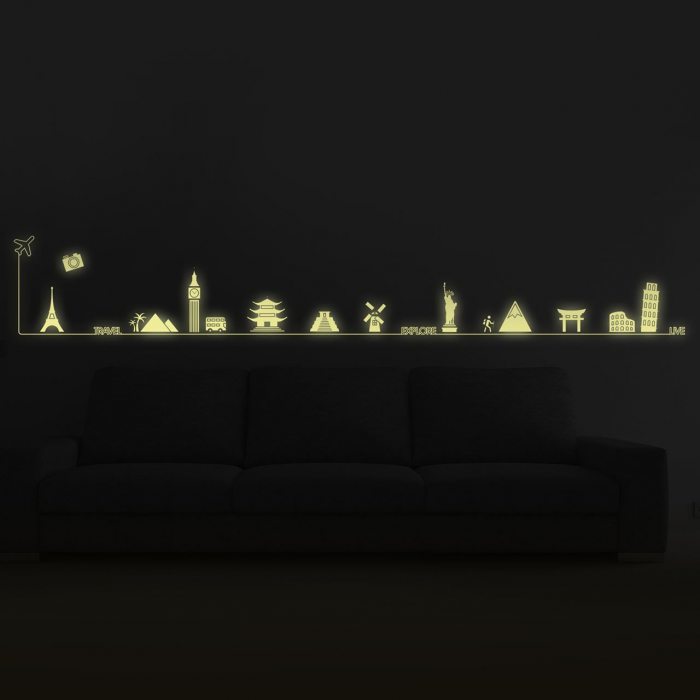 Glow in the Dark Wall Deco world sight monuments