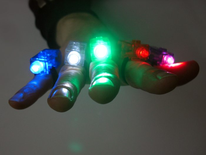 LED-Finger 5er Set I LED-Fingerlicht Partyset I  Fingerlampe Mitgebsel Party