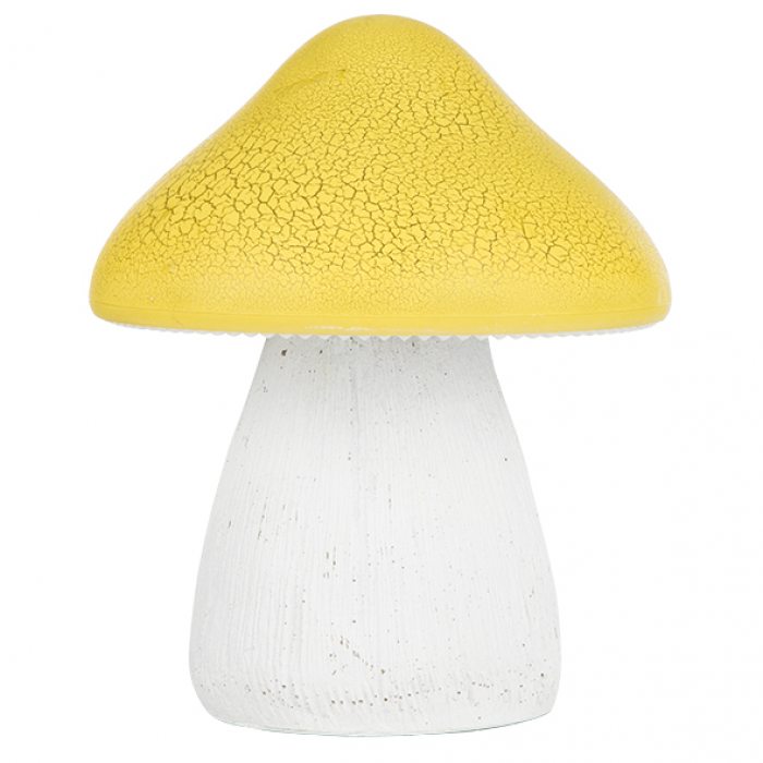 Gelber Garten-Pilz mit bunten LEDs und Solarzelle innen