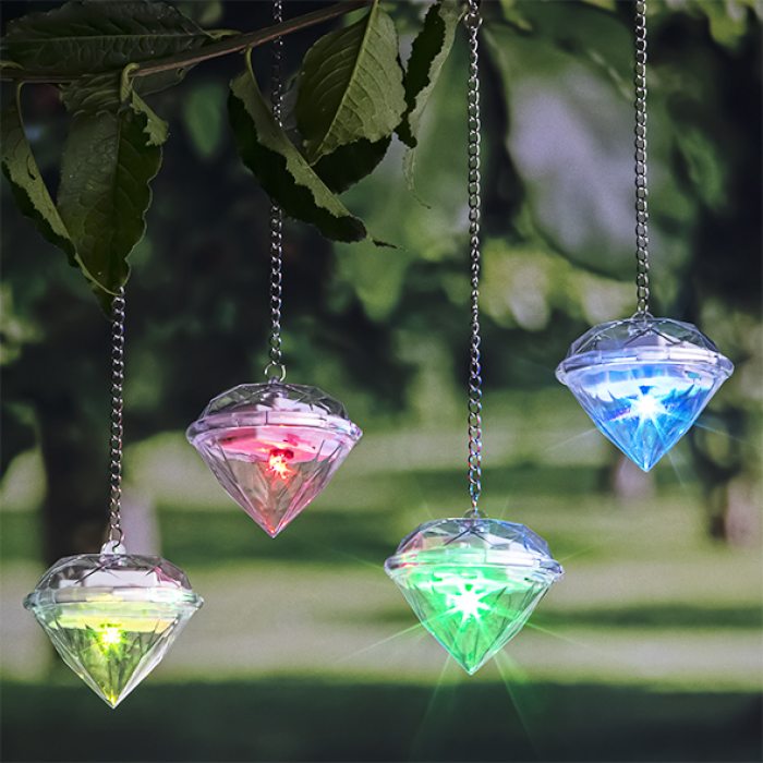 LED decorative diamonds with solar charging