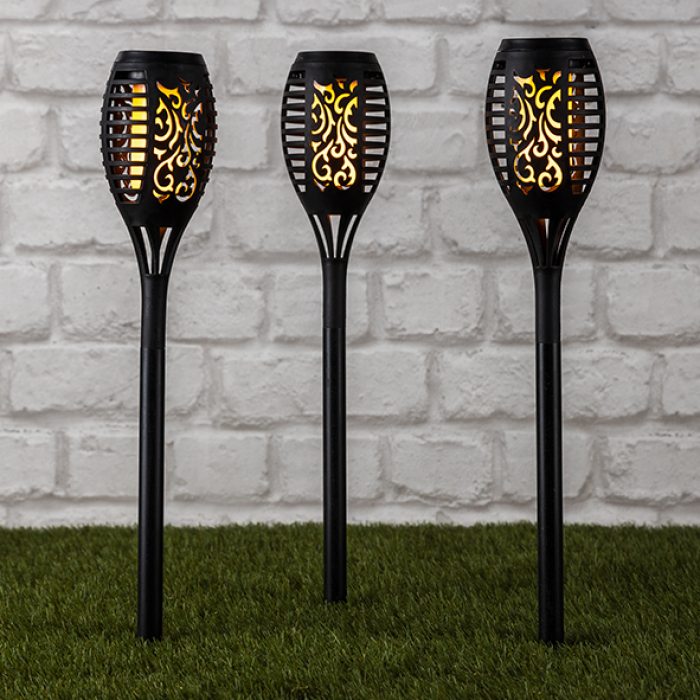 LED Spießfackeln im 3er Set mit Solar