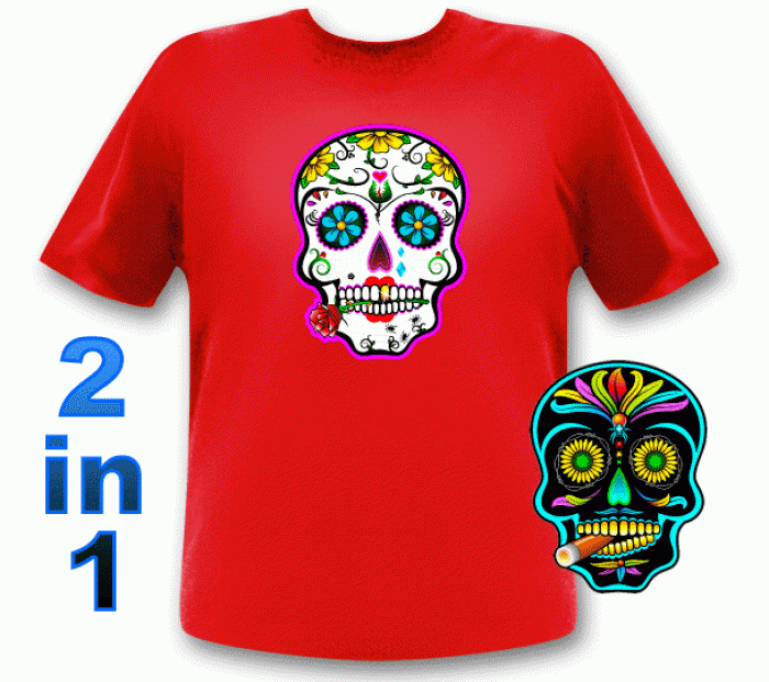 sugar skull led shirt