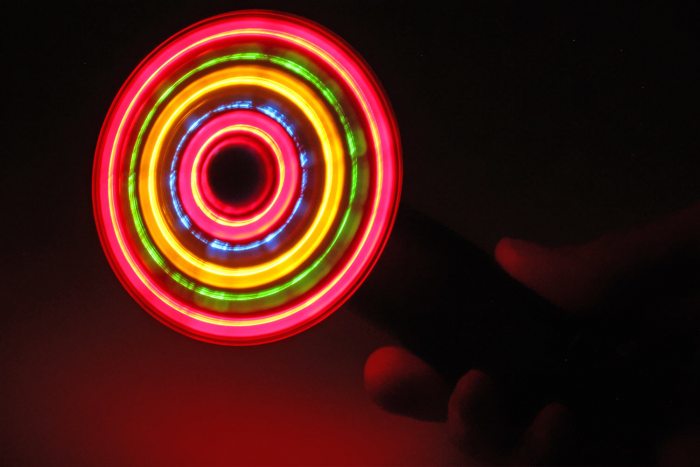 LED hand fan with LED light effects