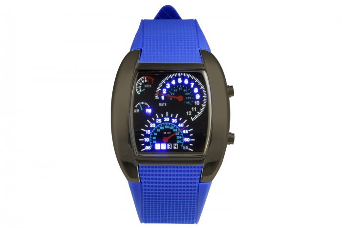 LED-Armbanduhr Tachometer I Anthrazit Grau Leuchtuhr I LED-Uhr Auto Tacho