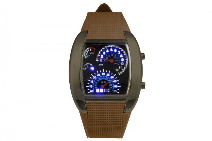 LED-Armbanduhr Tachometer I Anthrazit Grau Leuchtuhr I LED-Uhr Auto Tacho