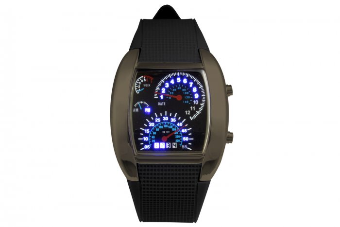 LED-Armbanduhr Tachometer I Anthrazit Grau Leuchtuhr I LED-Uhr Auto Tacho