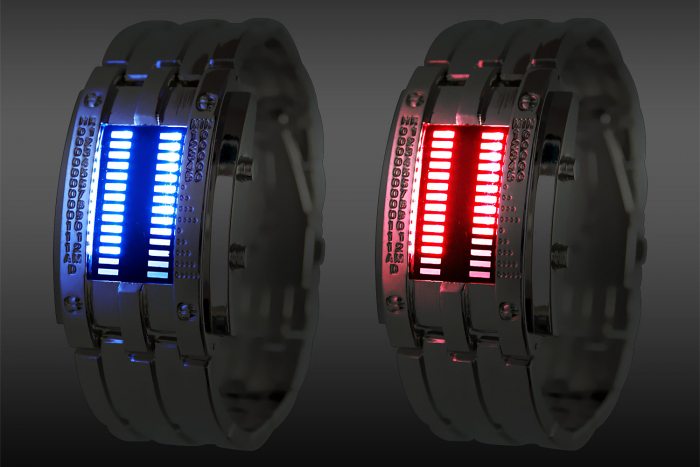 Twin Display LED-Armbanduhr Herren silber