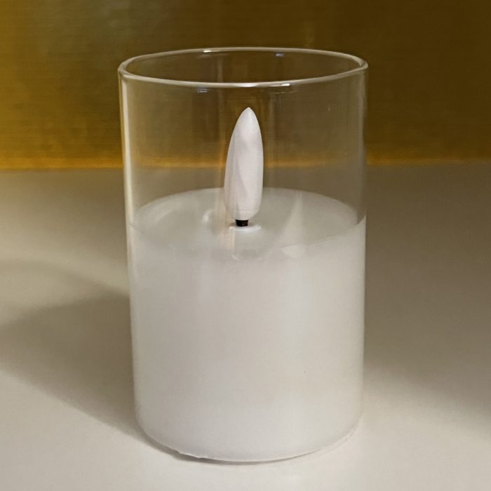 Edle LED-Echtwachskerzen im Glas I 7,5 x 5 cm I 3D Flamme mit Timer I Automatisches Ausschalten