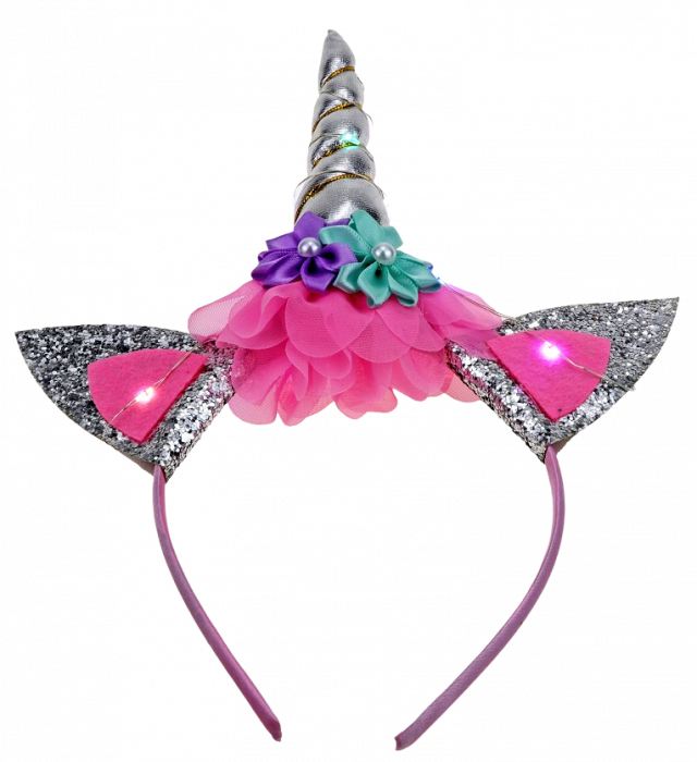 Unicorn glitter headband with colorful LEDs