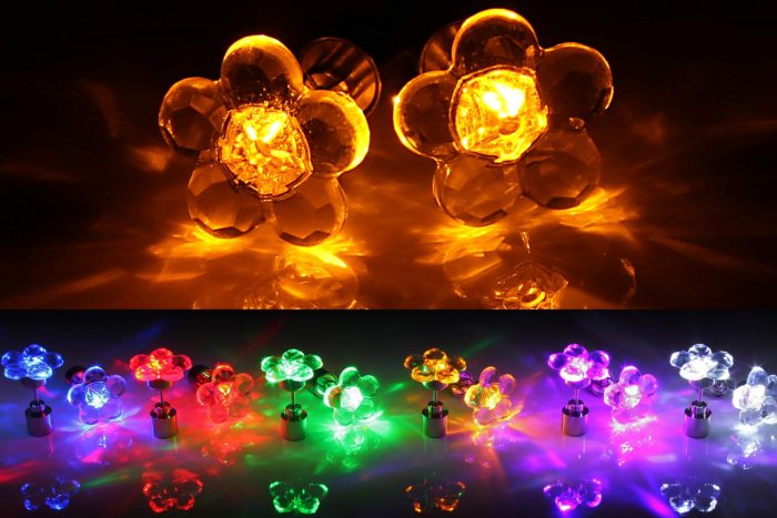 LED Blumen-Ohrstecker Leucht Ohrschmuck Dauerleuchten