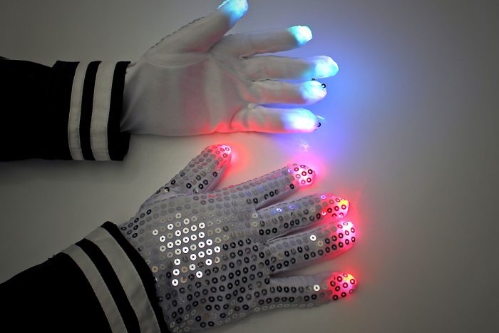 Leuchtende Pailletten LED-Handschuh rechts (1 Stück)