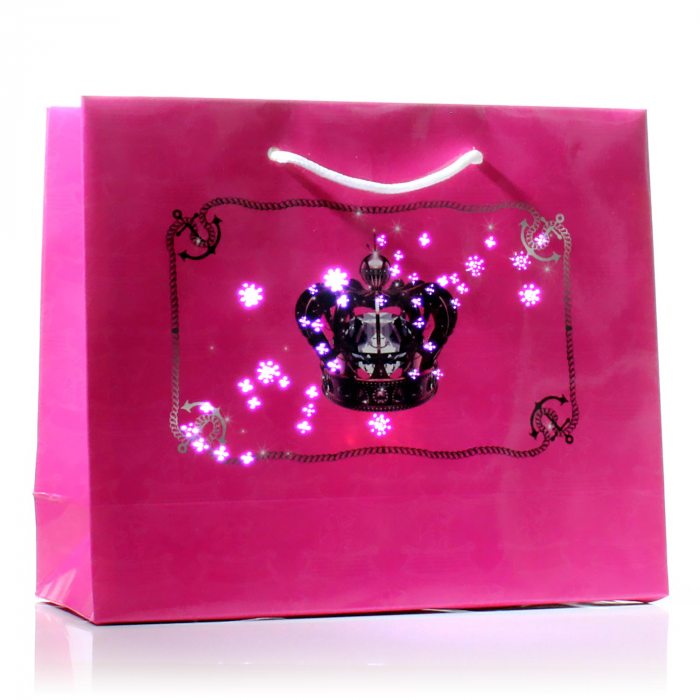 Beleuchtete Geschenktasche in pink