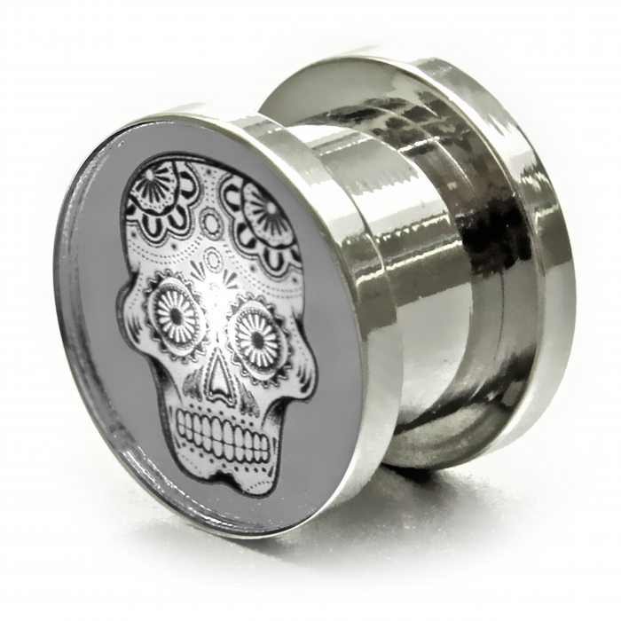 LED Ohr-Plugs Totenkopf Ohrschmuck I LED-Plug