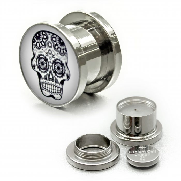 LED Ohr-Plugs Totenkopf Ohrschmuck I LED-Plug