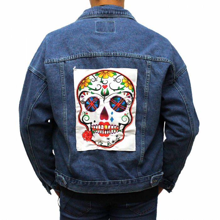 LED denim jacket skull