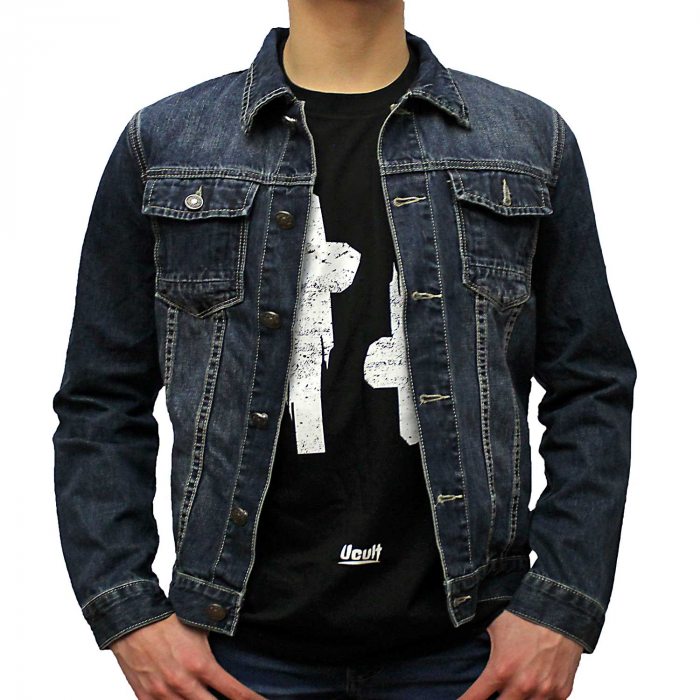 Skull denim jacket front