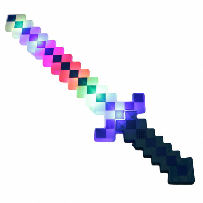 Pixelschwert Blau mit Beleuchtung