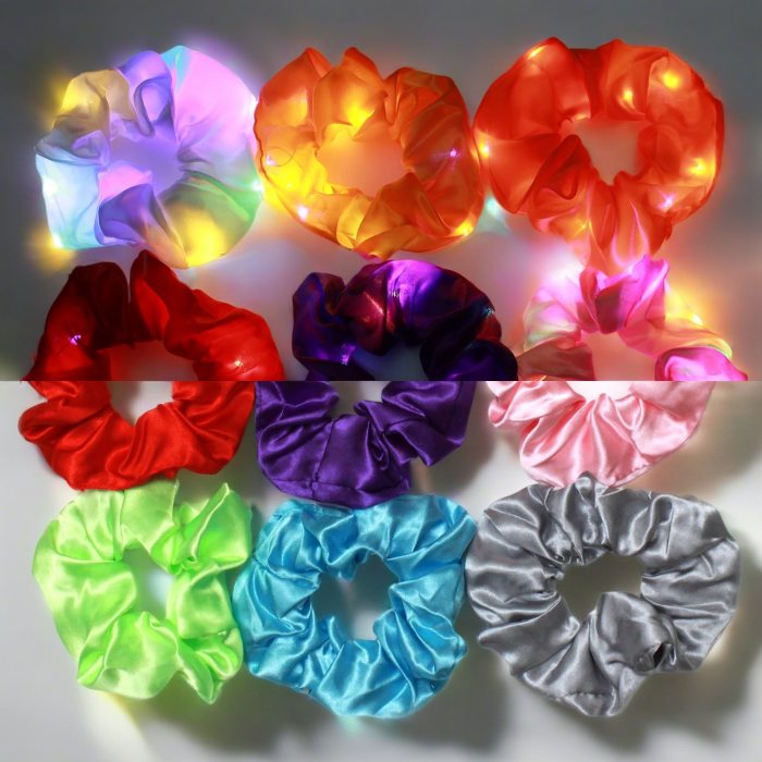 Bunte LED-Haargummies für Festival-Looks