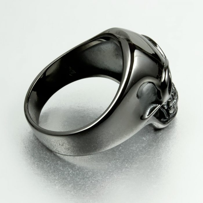 etNox Totenkopf Edelstahl-Ring Black Skull I Schwazer Totenkopfring