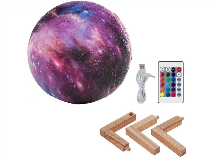 Dimmable multicolor moon lamp with remote control